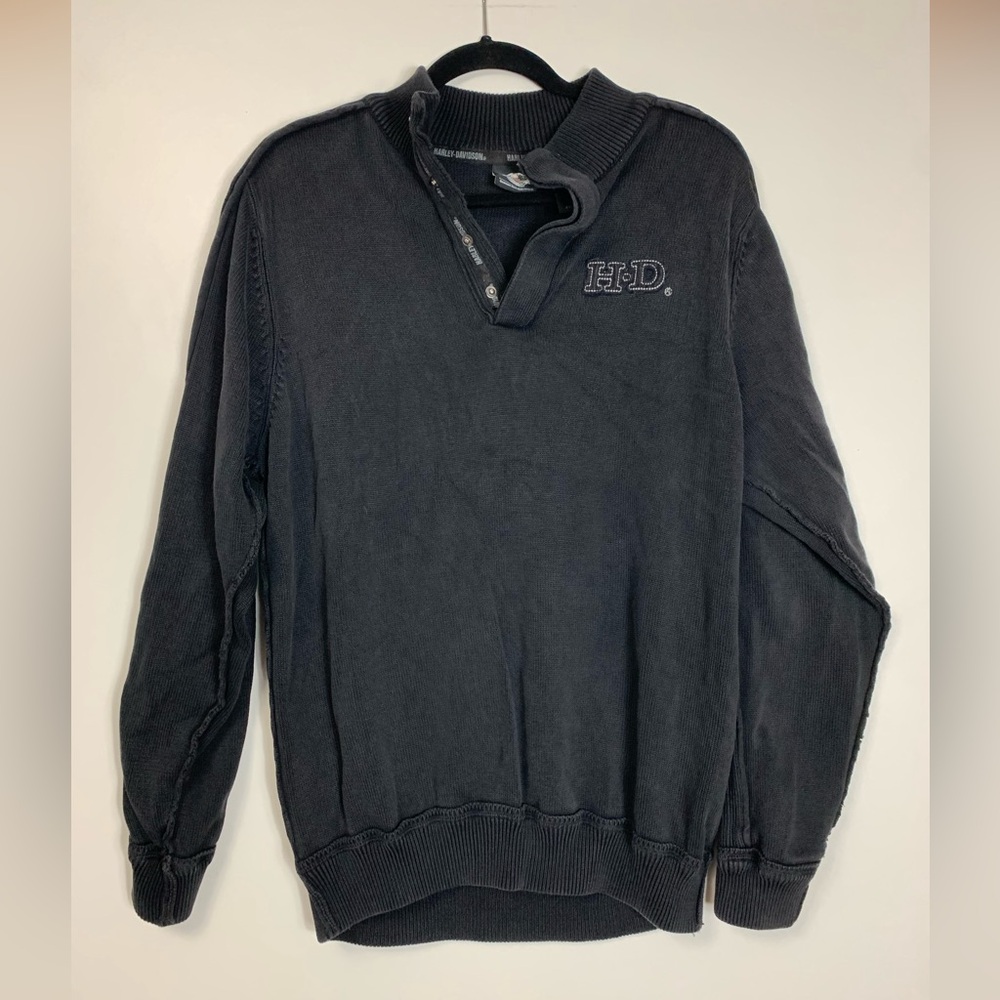 Harley Davidsons Men’s Sweater Chunky Knit Embroidered Faded *Flawed 100% Cotton